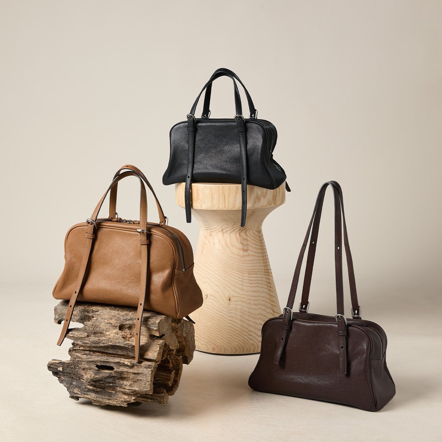 Women's Vegetable Tanned Sheepskin Bowling Retro Leisure Women's Shoulder Bag