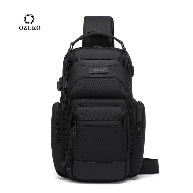 Men's High-grade Black Waterproof Lightweight Multifunctional Commute Leisure Men's Chest Bag