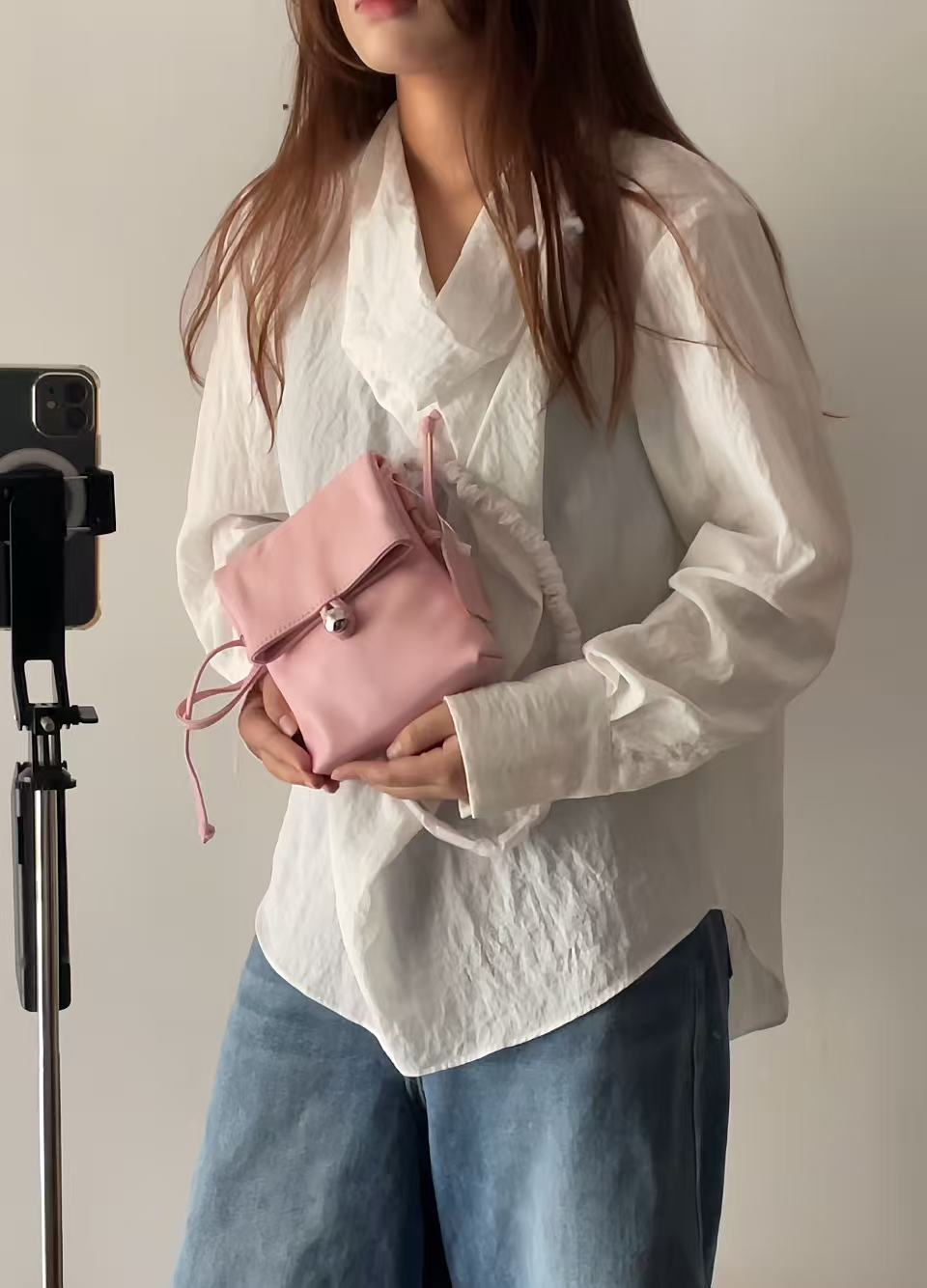 Korean Style Leather Button Minimalist Flip Bags