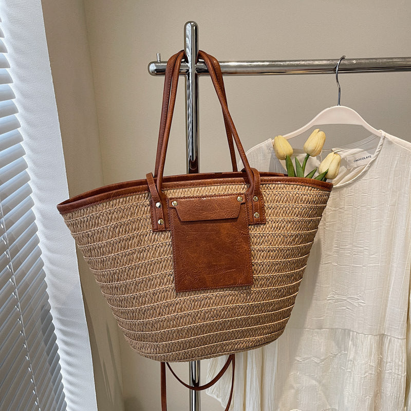 Women's Beach Straw Woven Large Capacity Totes Tote Bag