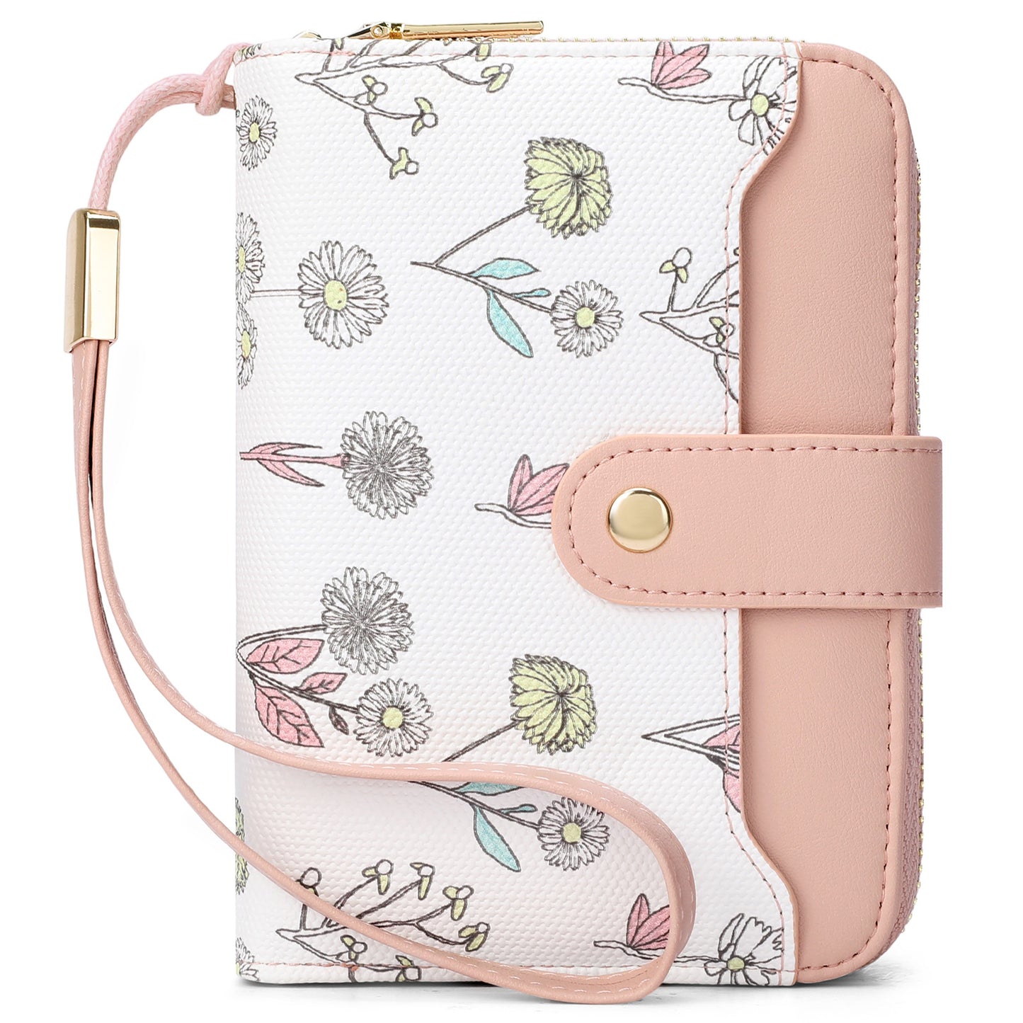 Women's Style Painting Flower Snap Clip Zipper Multiple Slots Ladies Wallet