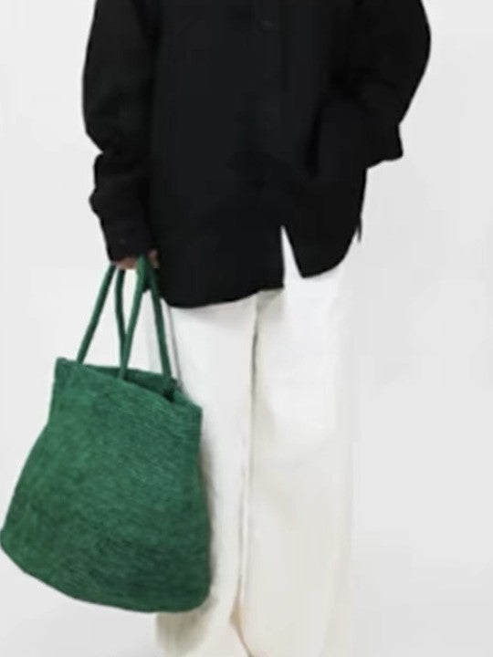 Women's Style Large Capacity Raffia Hand Crocheting Women's Shoulder Bag