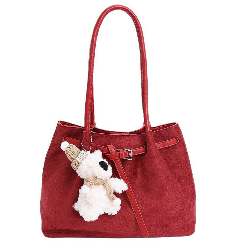 Women's Vintage Large Capacity Suede Commuter Portable Women's Shoulder Bag