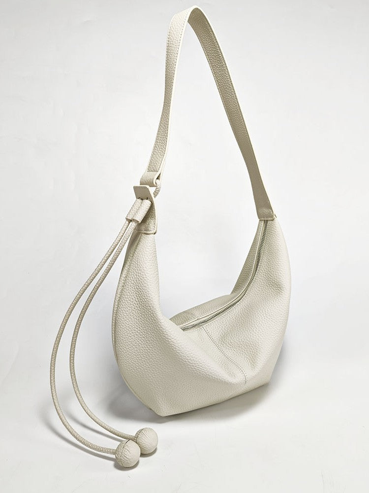 Women's Cowhide Niche Large Capacity Crescent Dumpling Bags