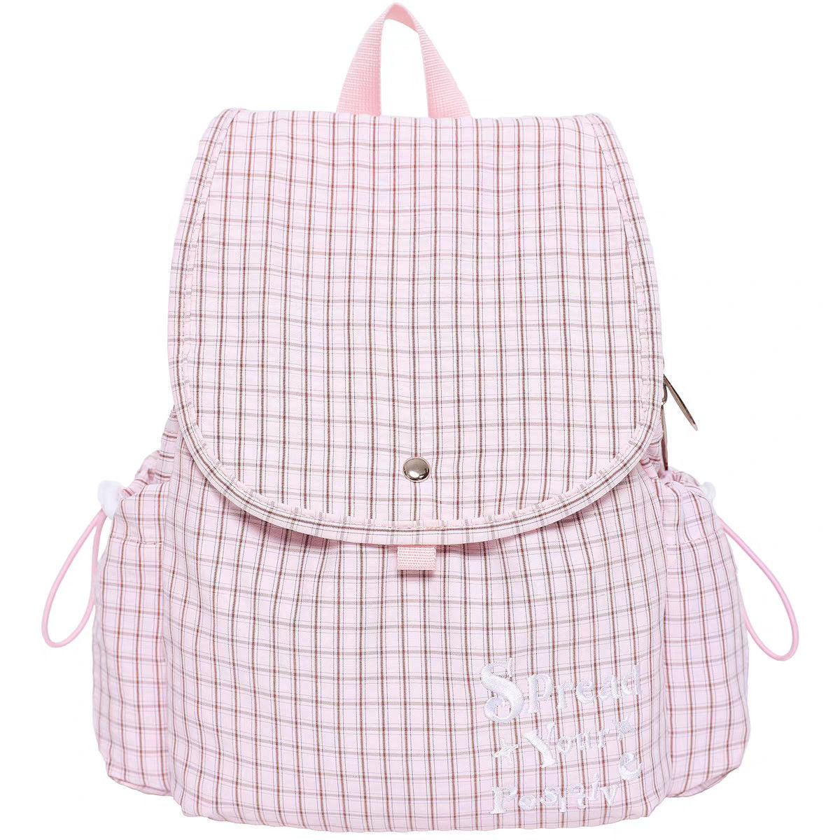 Checked Sweet Female College Plaid Canvas Niche Leisure Backpack