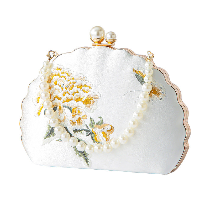 Women's Cheongsam Peony Embroidery Style Shell Banquet Dinner Bag