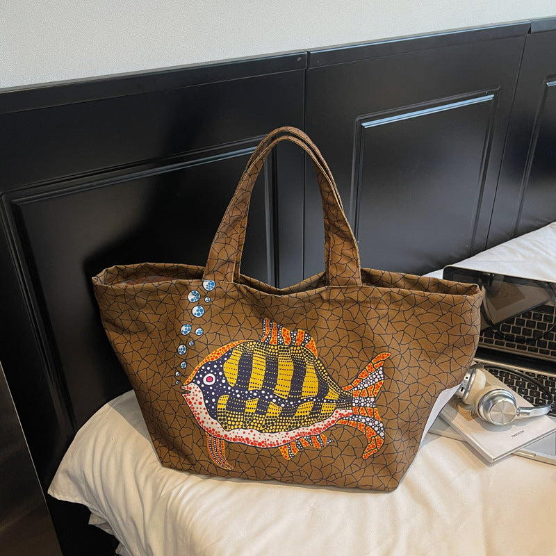 Women's Style Polka Dot Pumpkin Fashionable Large Capacity Printed High Sense Women's Messenger Bag