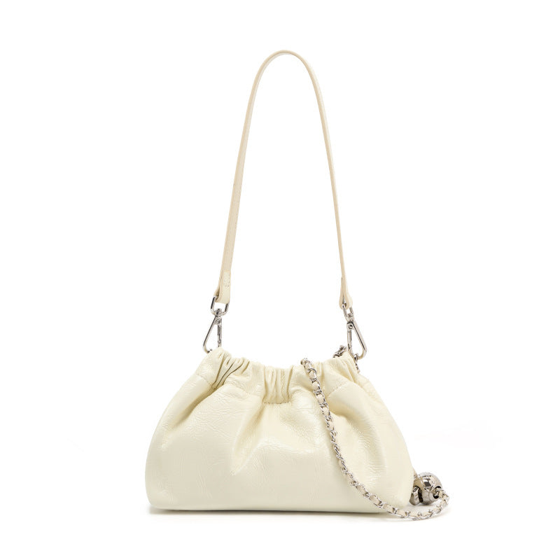 High-grade Chain Pleated Cloud Korean Style Portable Genuine Leather Bags