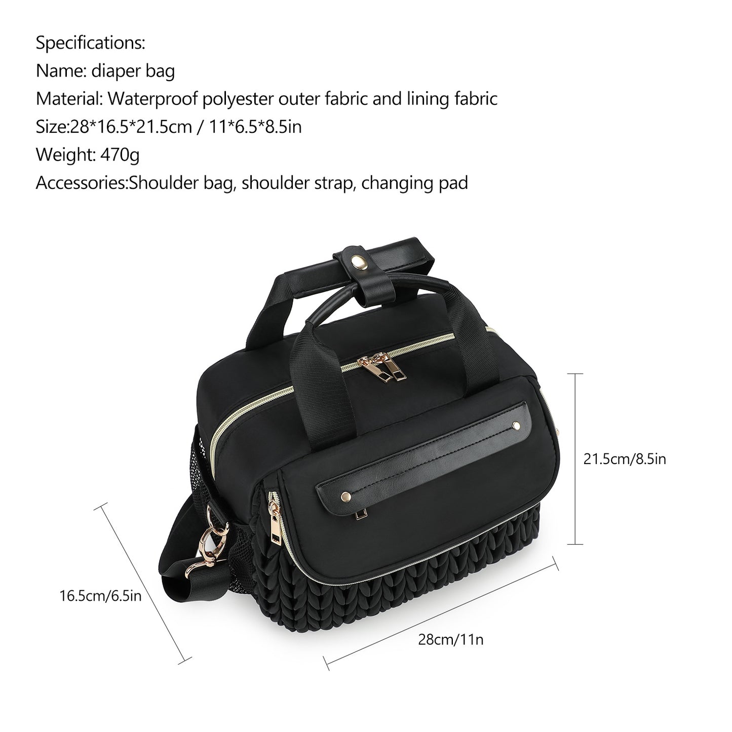Quilted Stroller Portable Maternity Large Capacity Bottle Mummy Bag