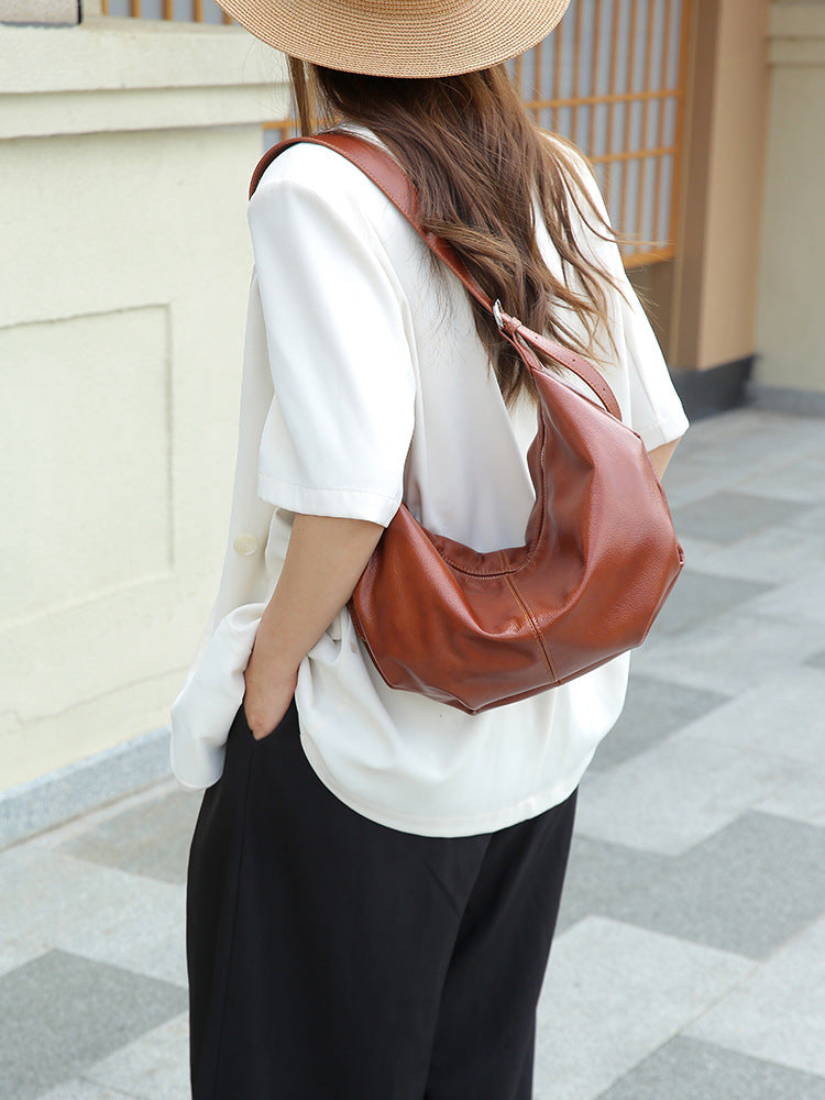 Commuter Genuine Leather Fashion Underarm Versatile Texture Retro Women's Shoulder Bag