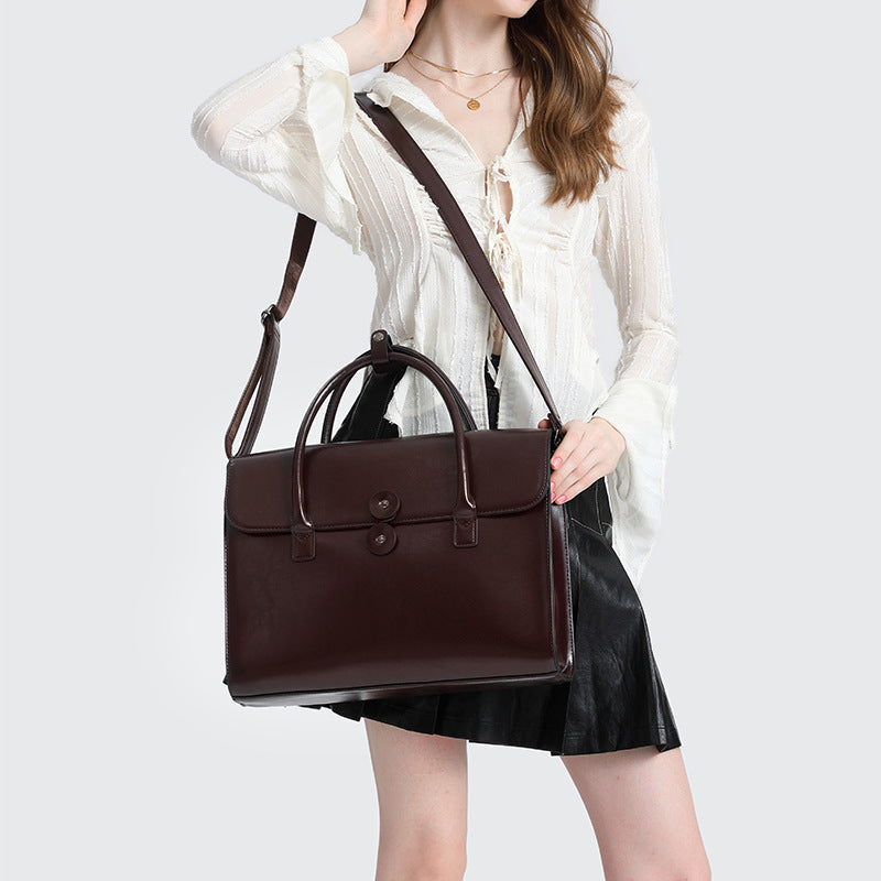 Women's High Sense Genuine Leather Retro Fashion Laptop Bags