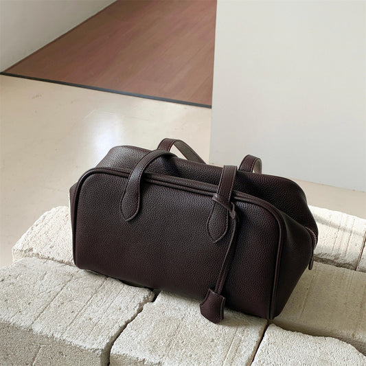 Women's Simple Boston Niche Trendy Portable Underarm High-grade Versatile Leather Women's Handbag