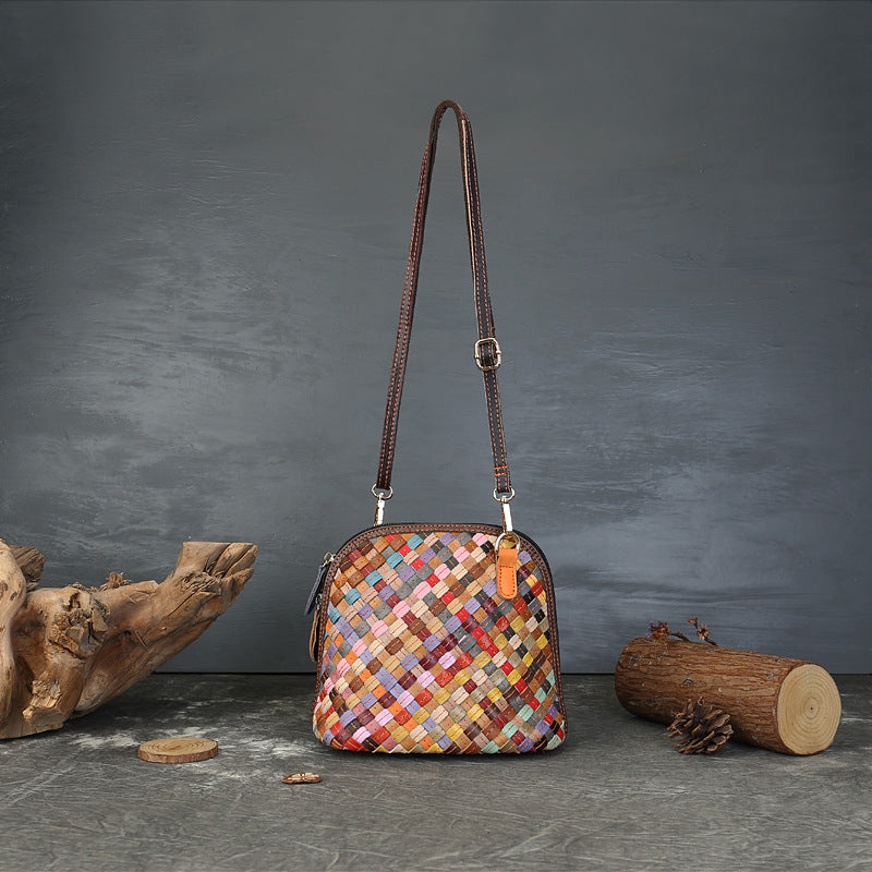 Women's Cowhide Hand-woven Leather Color Woven Fashionable Bags