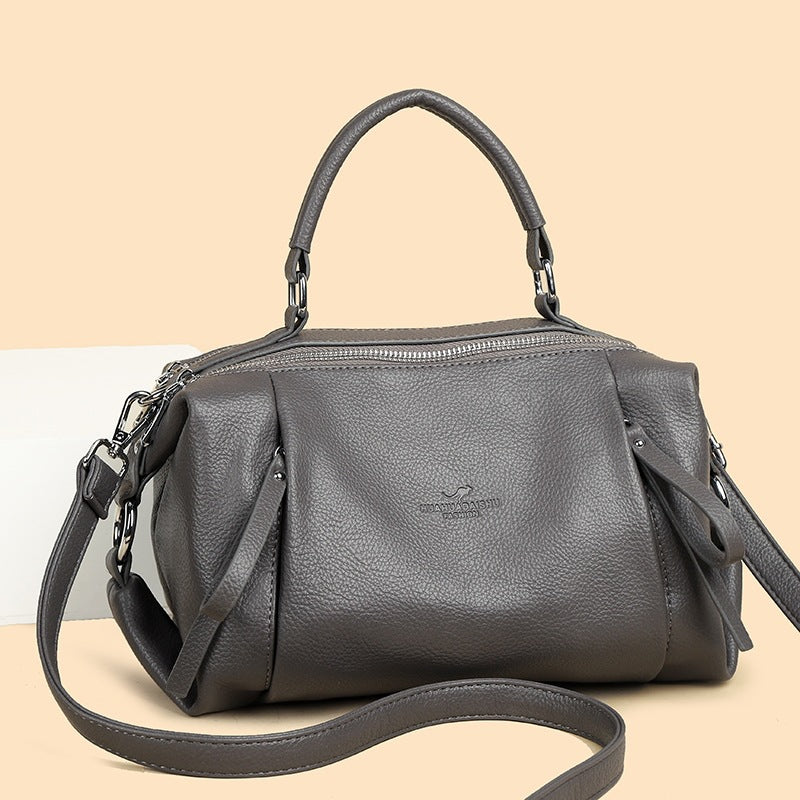 Portable Soft Leather Female Large Capacity Retro Women's Handbag