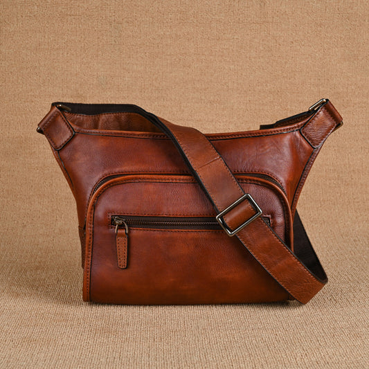 Men's Cattle Leather Genuine Storage Cowhide Vintage Men's Shoulder Bag