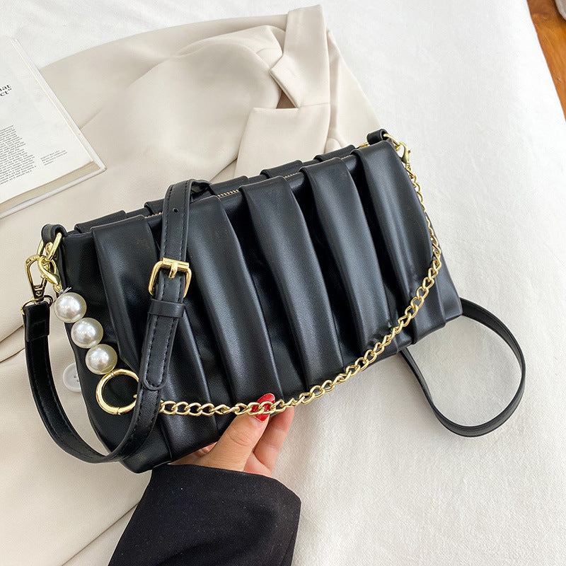 Women's Pleated Soft Leather Versatile Chain Cloud Women's Messenger Bag