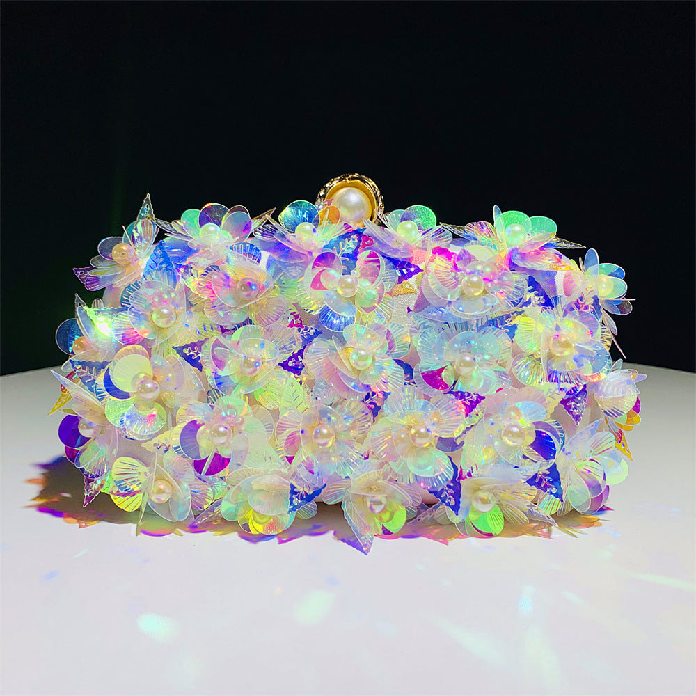 Women's Gradient Flower Sequined Clutch Party Dress Bags