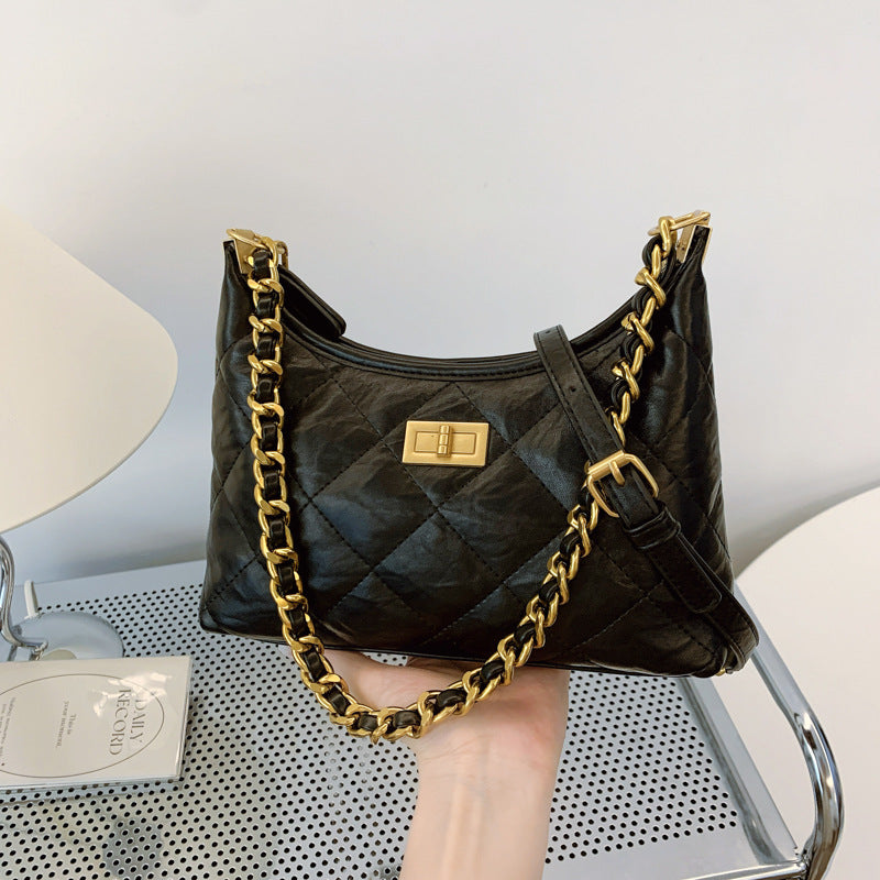 Women's Pure Color Trendy Fashion Rhombus Chain Women's Shoulder Bag