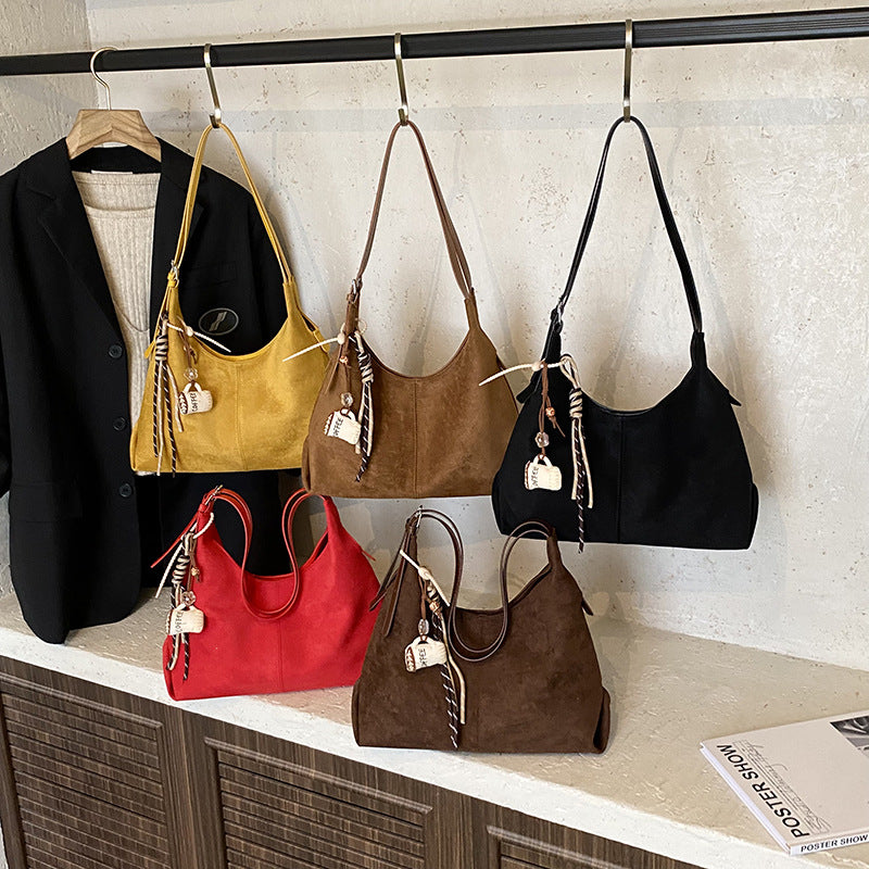 Women's Deerskin Veet Fashion Retro Large Capacity Women's Shoulder Bag