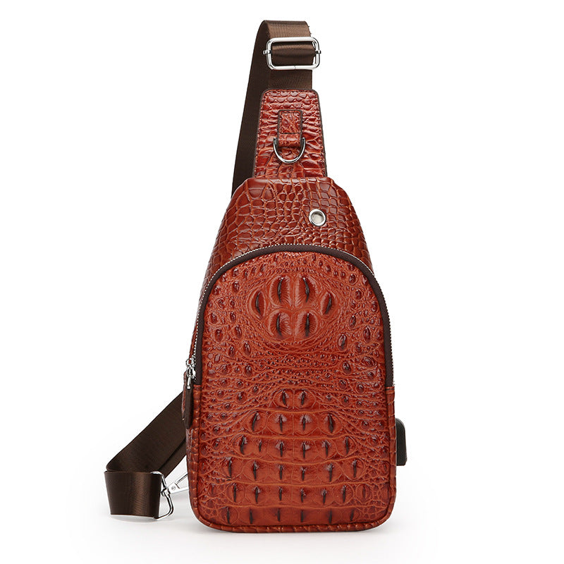 Men's Trendy Crocodile Pattern Retro Large Capacity Men's Messenger Bags