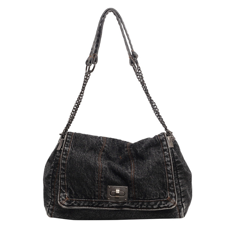 Women's Retro Denim High-grade Chain Large Capacity Shoulder Bags