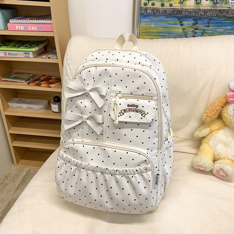 Bowknot Polka Dot Cute Medium Large Backpacks