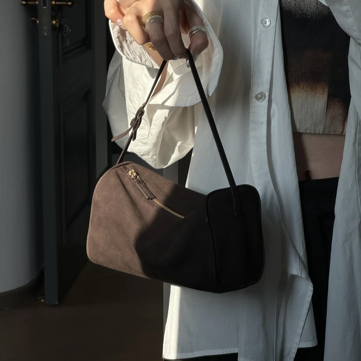 Pen Suede Leather Underarm Mini Pouch Women's Shoulder Bag