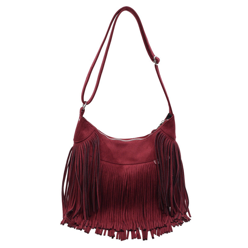 Women's Retro Large Capacity Tassel Personality Underarm Women's Shoulder Bag