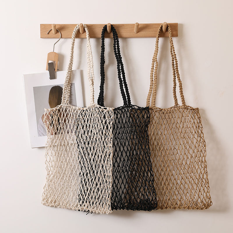 Hollow Mesh Pocket Woven Idle Style Bags