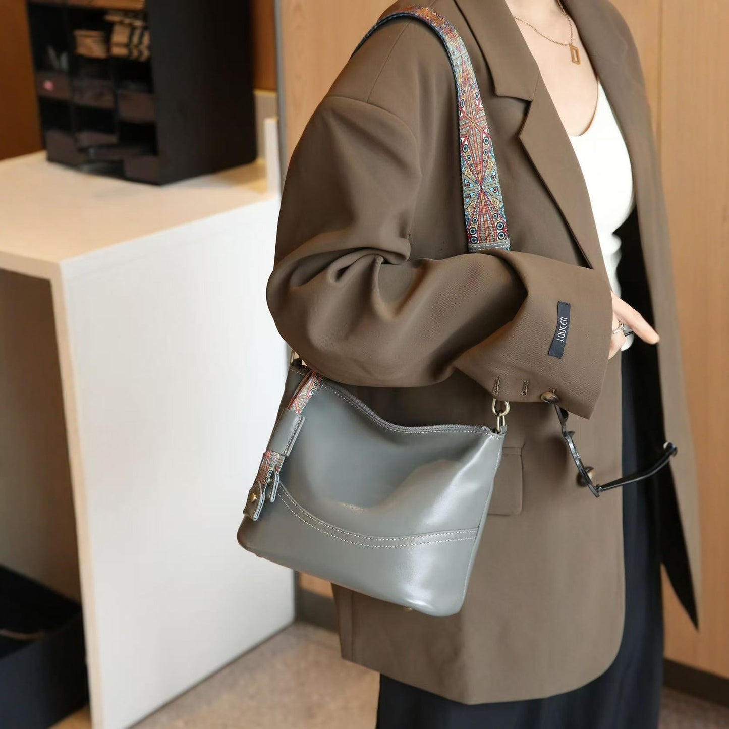 Women's Leather Cow Single Lady's Fashion Large Capacity Women's Shoulder Bag
