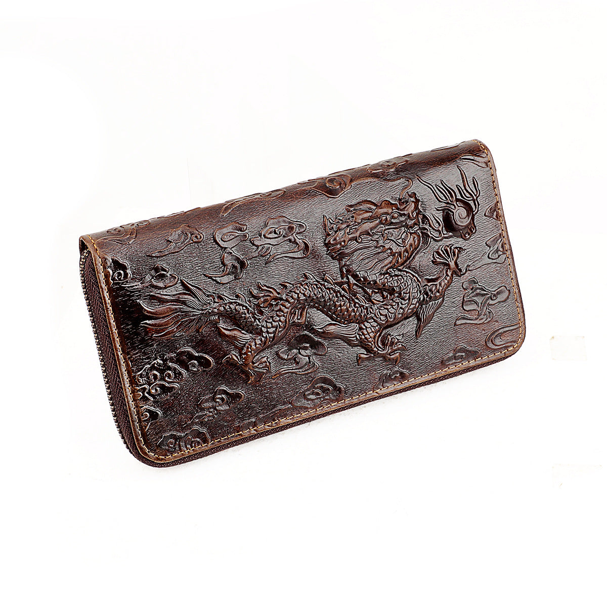 Tiger Rich Flower Lucky Mobile First Layer Cowhide Embossed Coin Purses