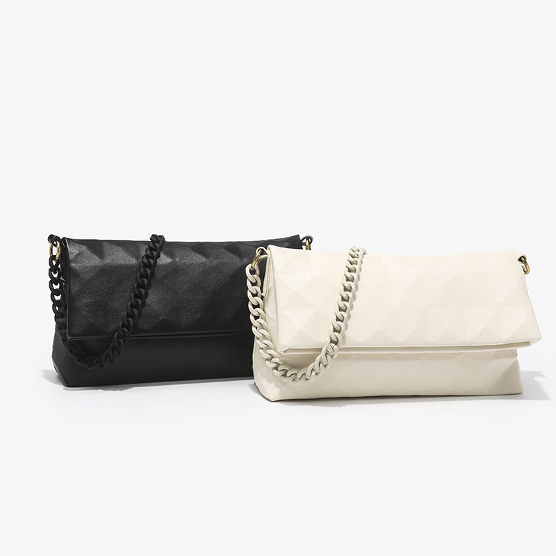 Trendy High-grade Rhombus French Style Underarm Design Texture Chain Bags