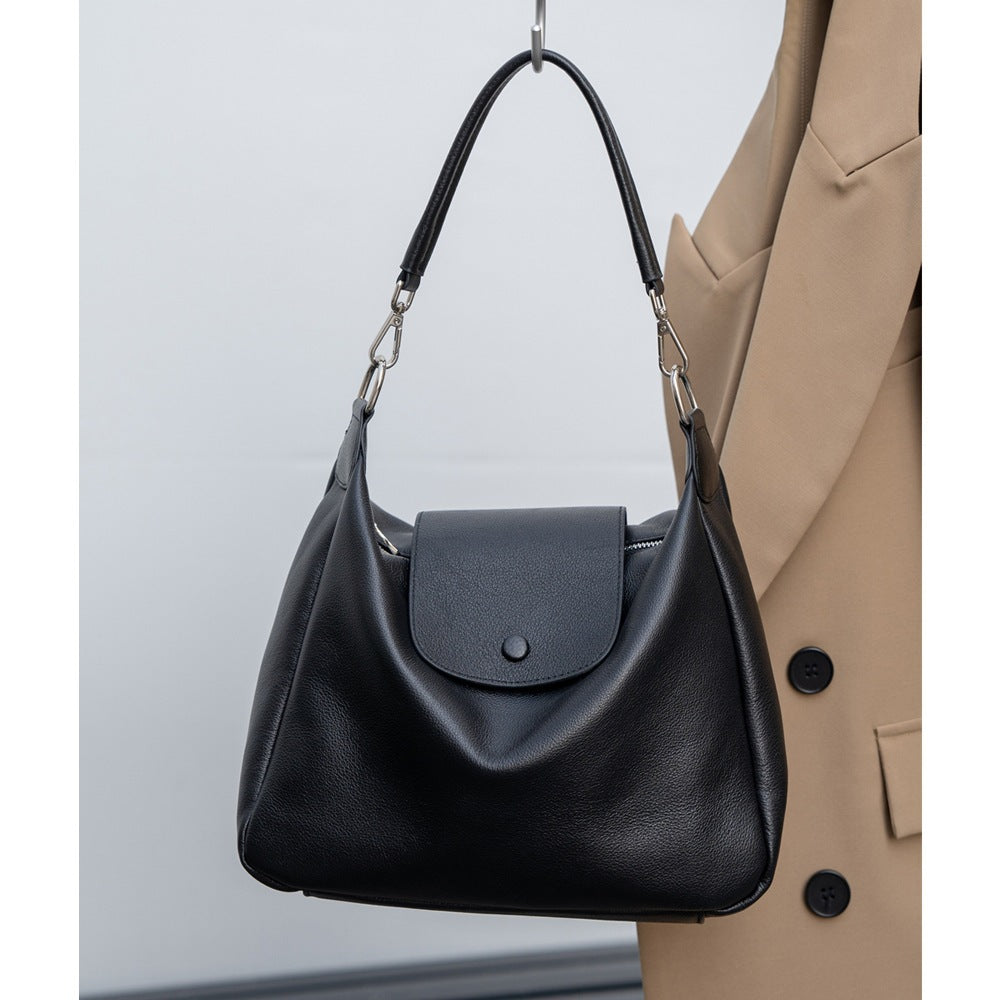 Women's Layer Cowhide Natural Fall Leather Stylish Elegant Simple Female Tote Bag