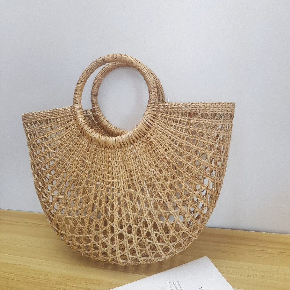 Women's Handmade Yellow Grass Hollow Woven Straw Women's Handbag