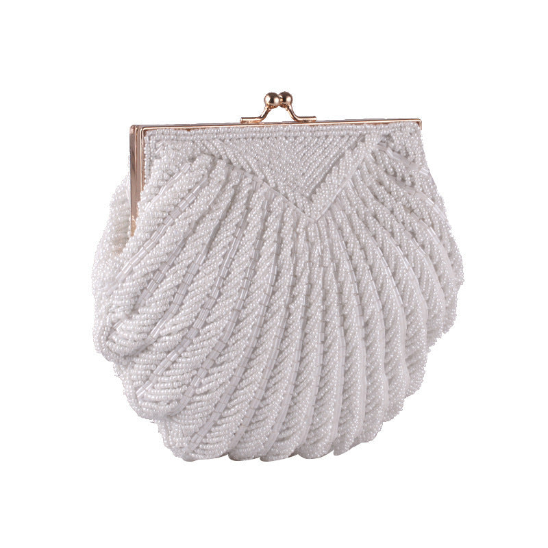 Women's Shell Handmade Beaded Clutch Han Chinese Dinner Bag