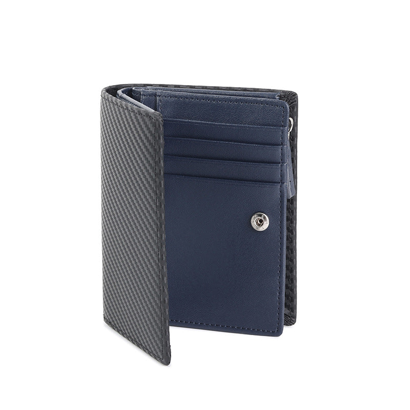 Men's Leather Short Zipper Vertical Design Business Men's Wallet