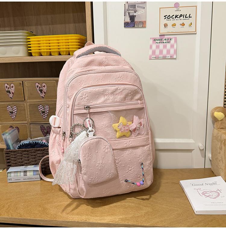 Gentle Candy Color Texture Junior Lightweight Commuter Leisure Backpack