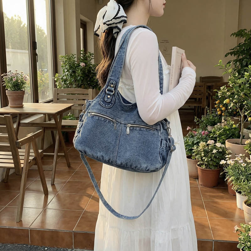Women's Denim Stylish Large Capacity Commuter Portable Women's Shoulder Bag