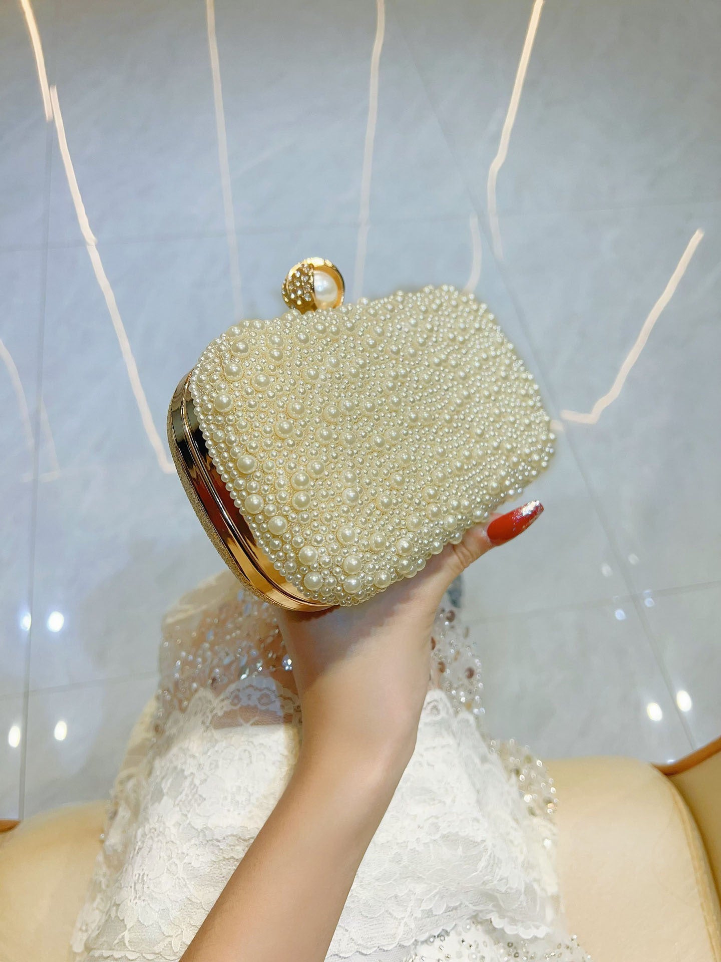 Women's Banquet Pearl Cheongsam Formal Dress Dinner Women's Clutch