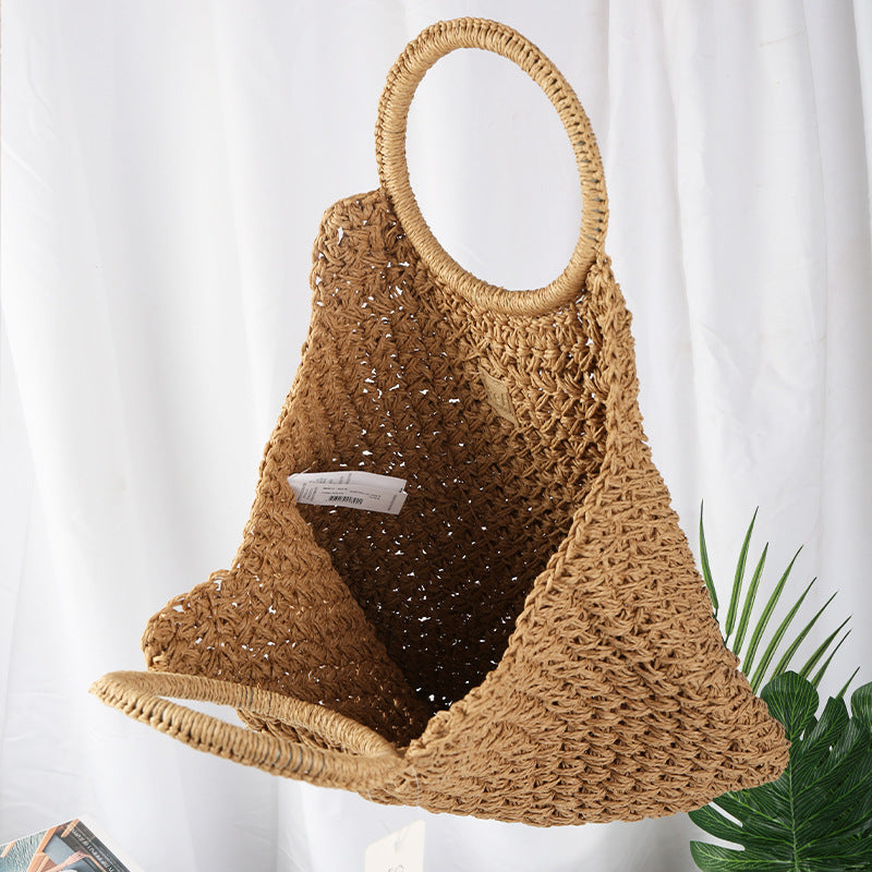 Women's Hand Carrying Straw Hand-woven Large Capacity Vacation Style Handbags