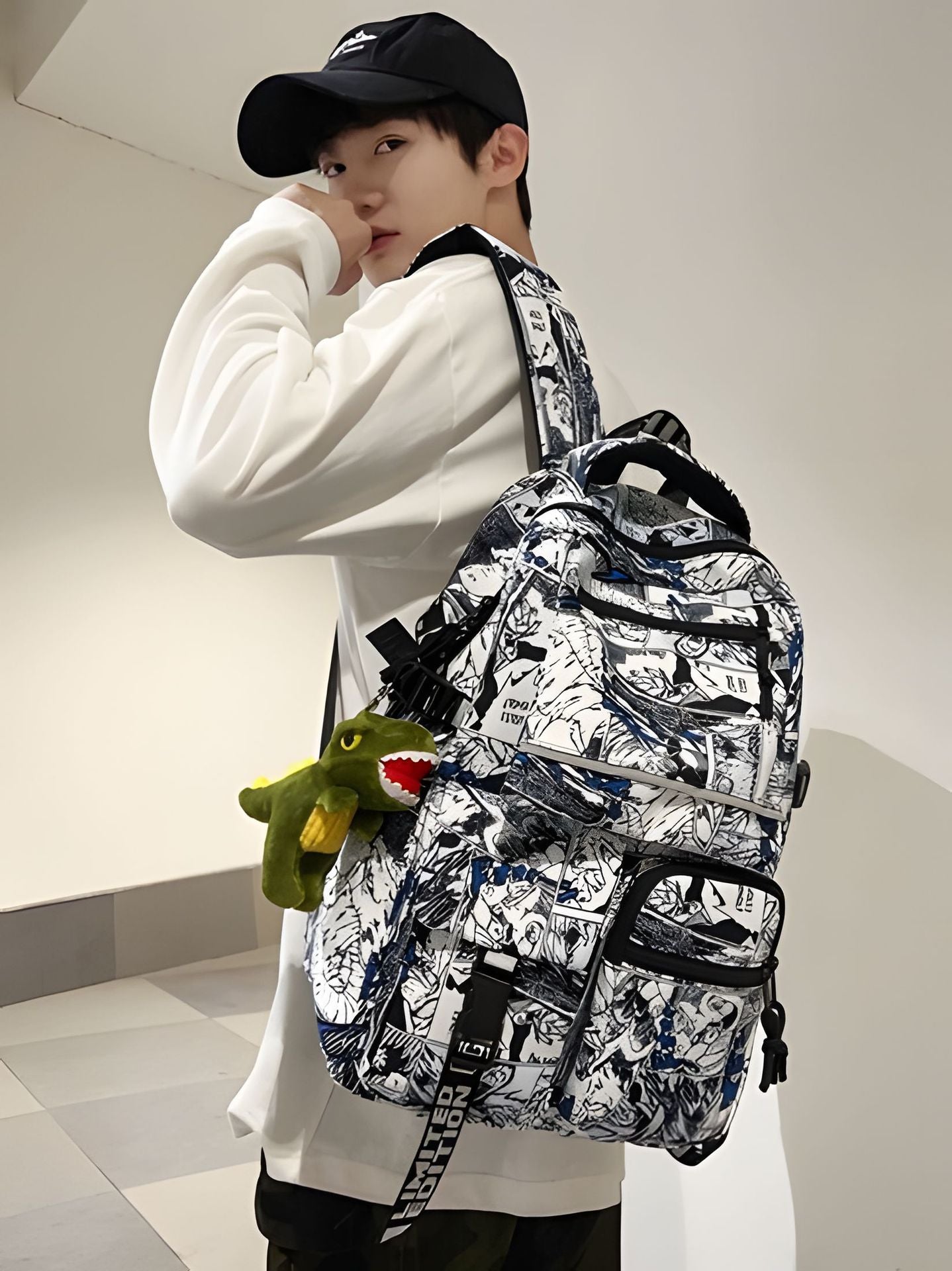Cartoon Iti Male Large Capacity Trendy Primary School Bag