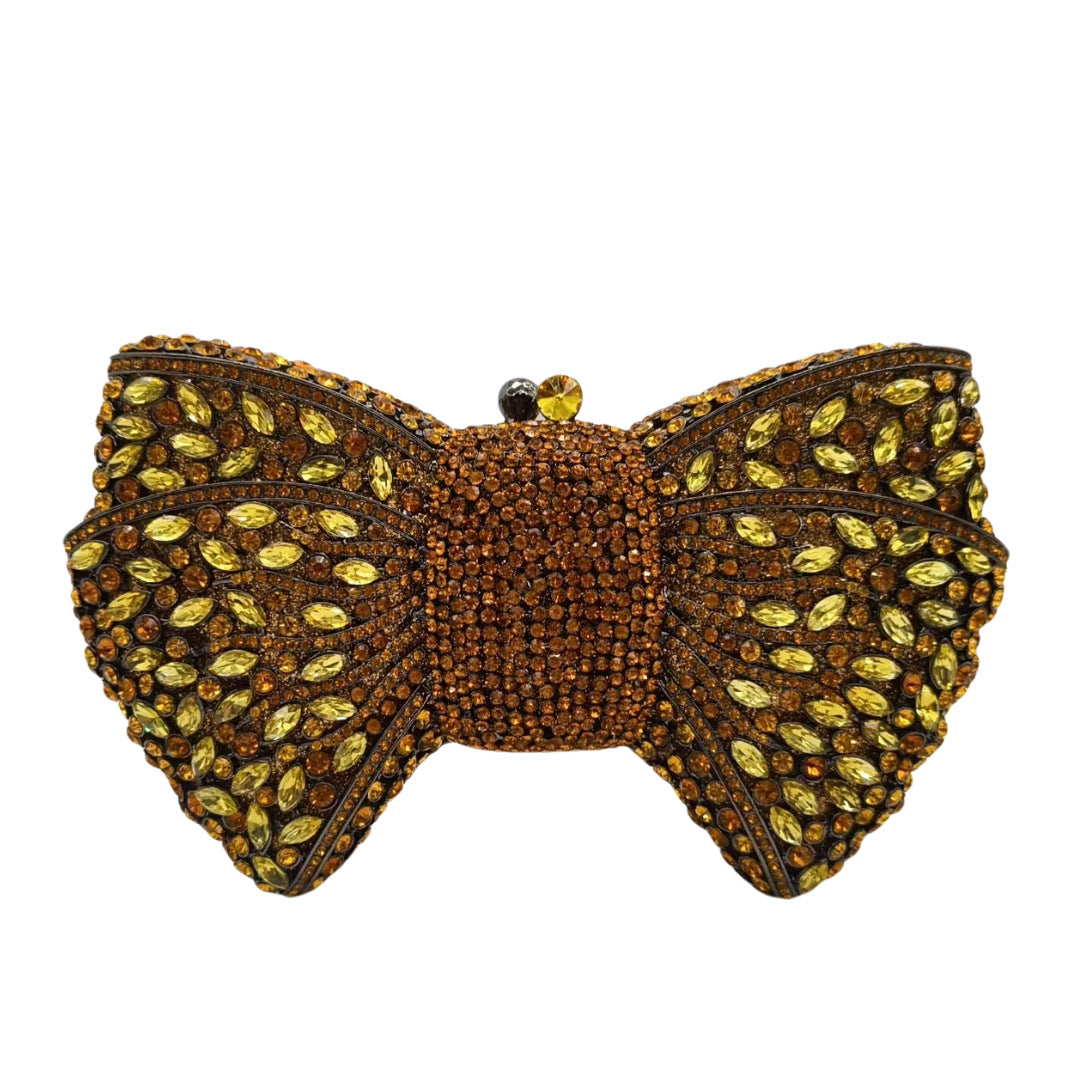 Women's Bow Diamond Hollow Full Clutch Banquet Evening Bags