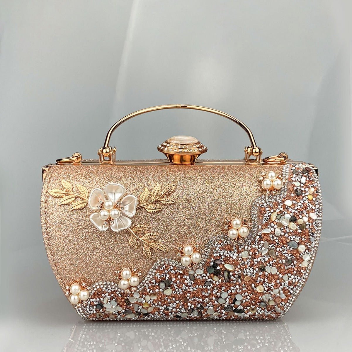 Women's Princess Hardware Diamond Floral Decorations Party Dress Elegant Dinner Bag