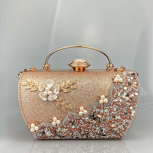 Women's Princess Hardware Diamond Floral Decorations Party Dress Elegant Dinner Bag