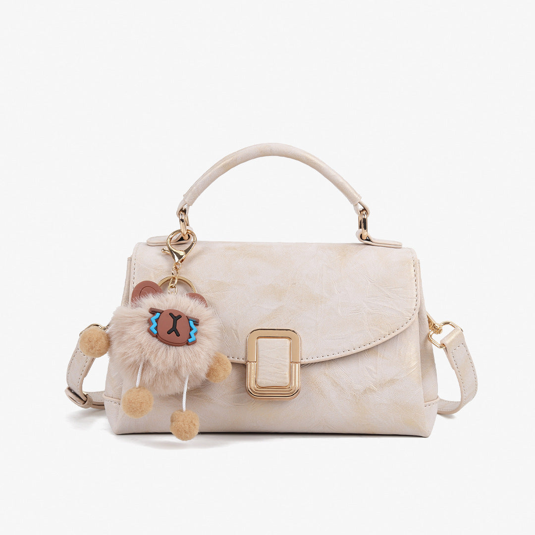 Fashionable Printed Beige Golden Gilt Color Hand With Women's Shoulder Bag