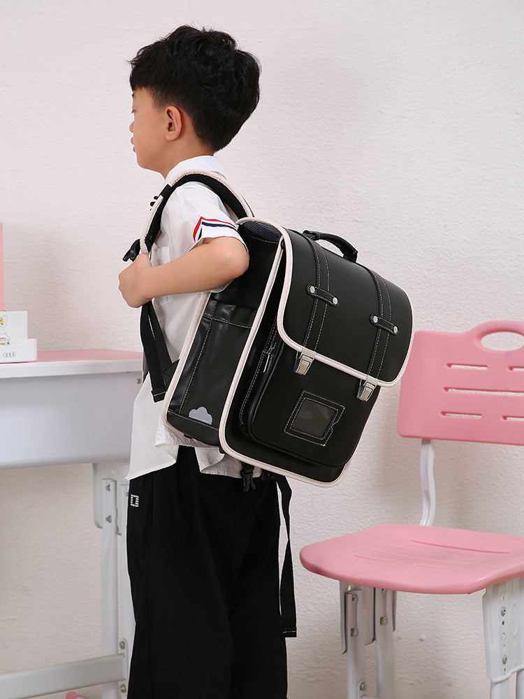 Children's Leather Retro Female Korean Fashion Large Primary School Bag