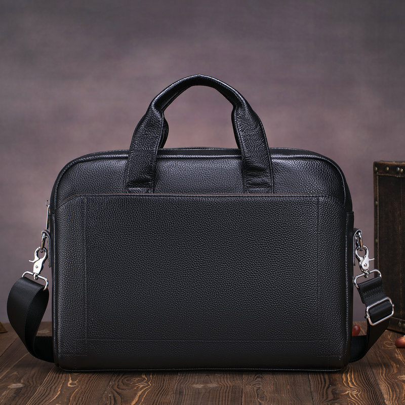 Men's Business Leather First Layer Cowhide Portable Laptop Bag