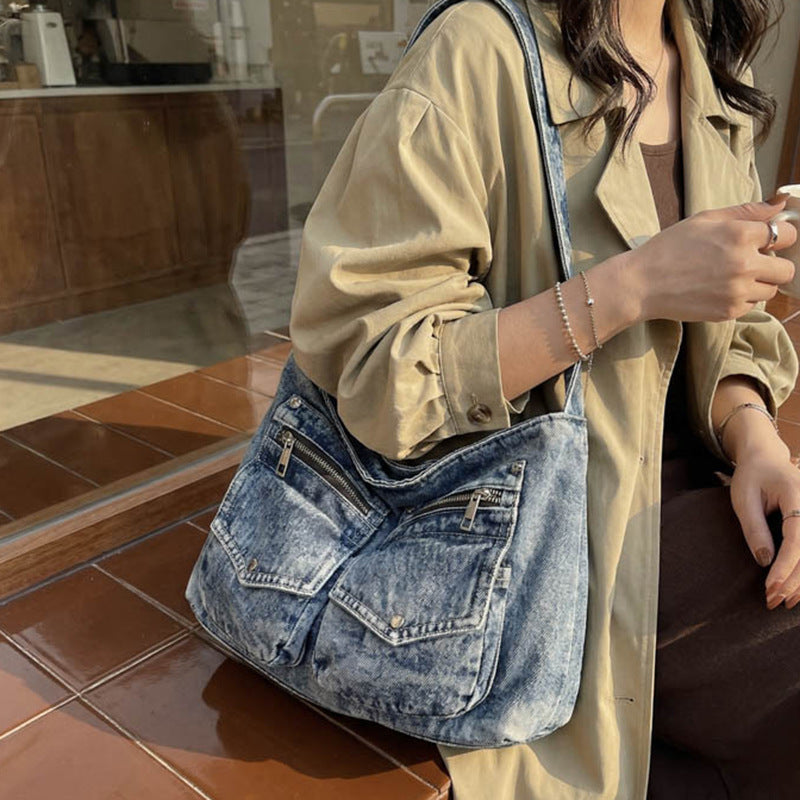Women's Korean Style Retro Commuter Spring Denim Bags