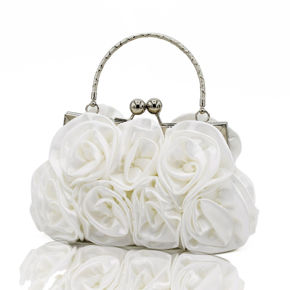Durable Satin Cloth With Roses Portable Dinner Bag