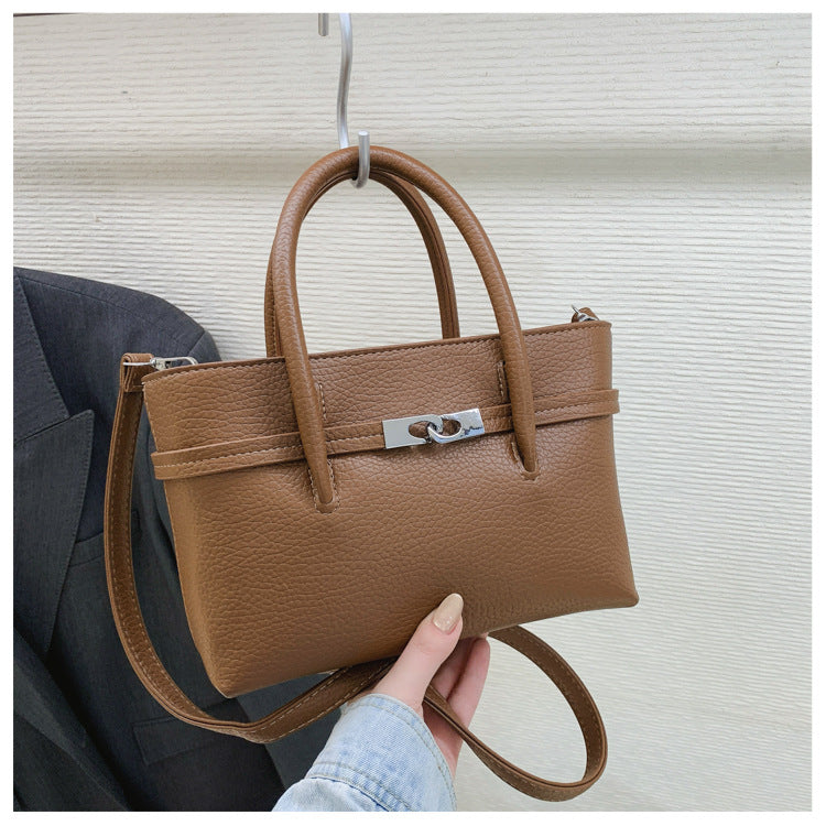 Korean Simple Retro Lychee Pattern Portable Female Spring Design Bags